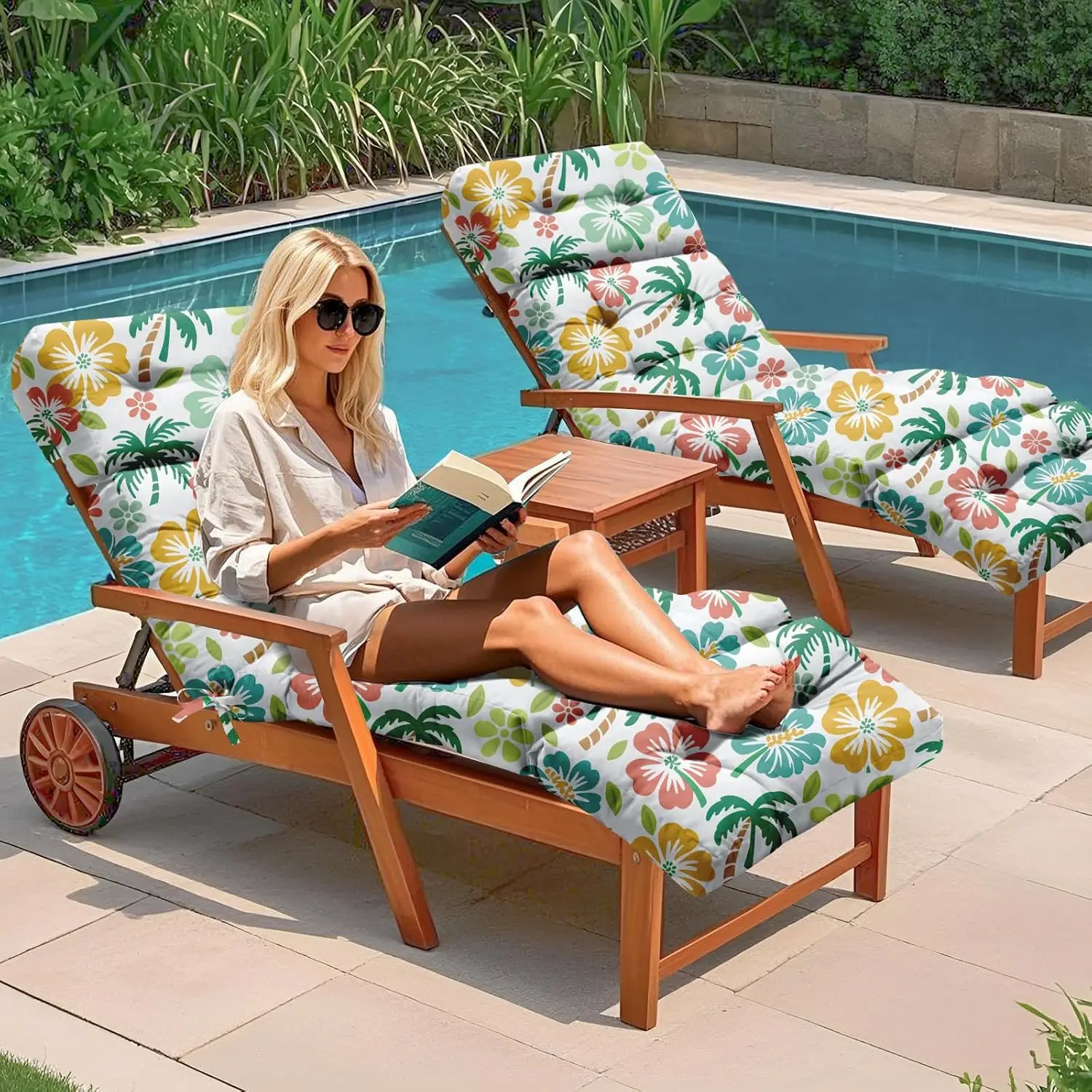 Outdoor Chaise Lounge Chair Cushions Set of 2 Waterproof 75.1x22.8x4.7