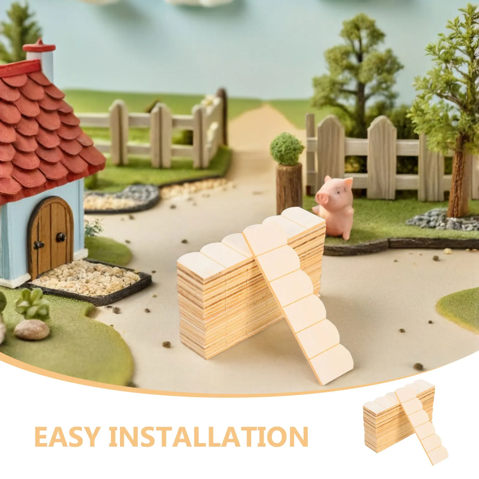 48 قطعة من بلاط السقف المصغر لبيت الدمى مجموعة ألواح خشبية غير مكتملة تصميم واقعي لتقوم بها بنفسك بناء تعليمي للأطفال #2