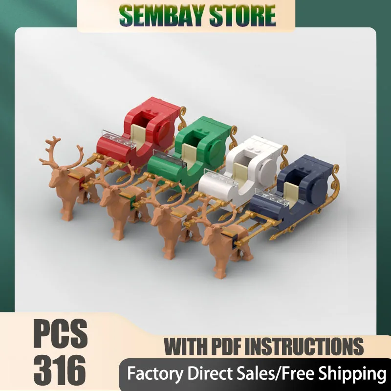 

Moc Building Brick Modular Winter Village North Pole Sleigh Model Technology Blocks Christmas DIY Toy Construction Seasonal Gift