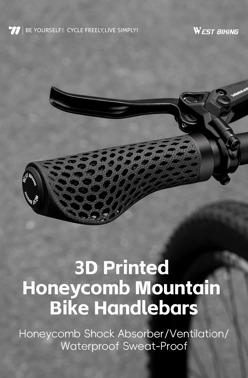 WEST BIKING 3D-Gedruckte Fahrradgriffe Stoßdämpfung Mountainbike Lenkerüberzug Professionelle MTB Ergonomische Griffgriffe – Detail 1