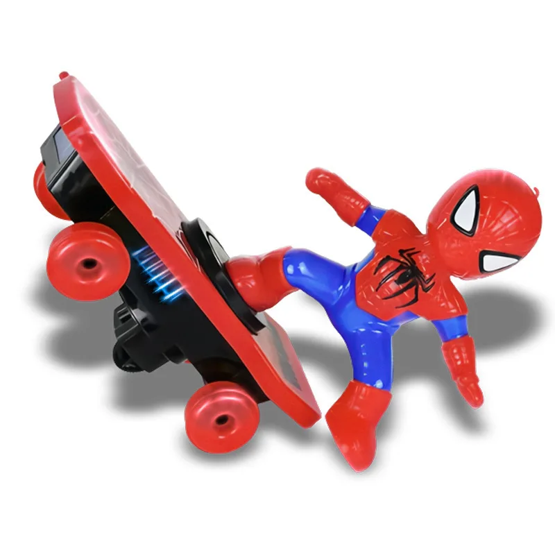 New The Avengers Spiderman Automatic Flip Rotation Skateboard Acousto-optic Car Electric Music Stunt Scooters Toy Christmas Gift