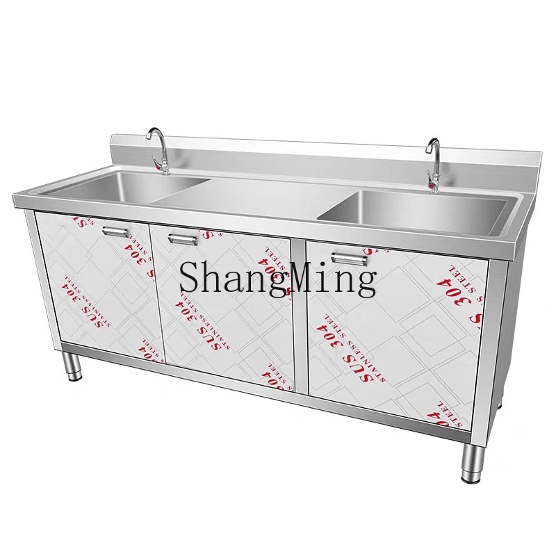 SM Commercial Sink Cabinet Integrated Storage Cabinet Single and Double Three-Platform Dishwashing Sink Dish Basin