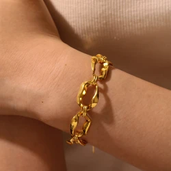Minimalist Stainless Steel 18K Gold Plated Bracelet Jewelry Gift Thick Link Jewelry ожерелье