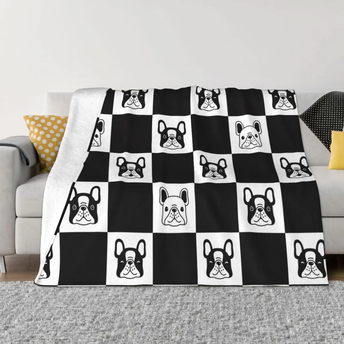 Dog Pattern Blankets French Bulldog Plush Funny Warm Throw Blanket for Coverlet Summer