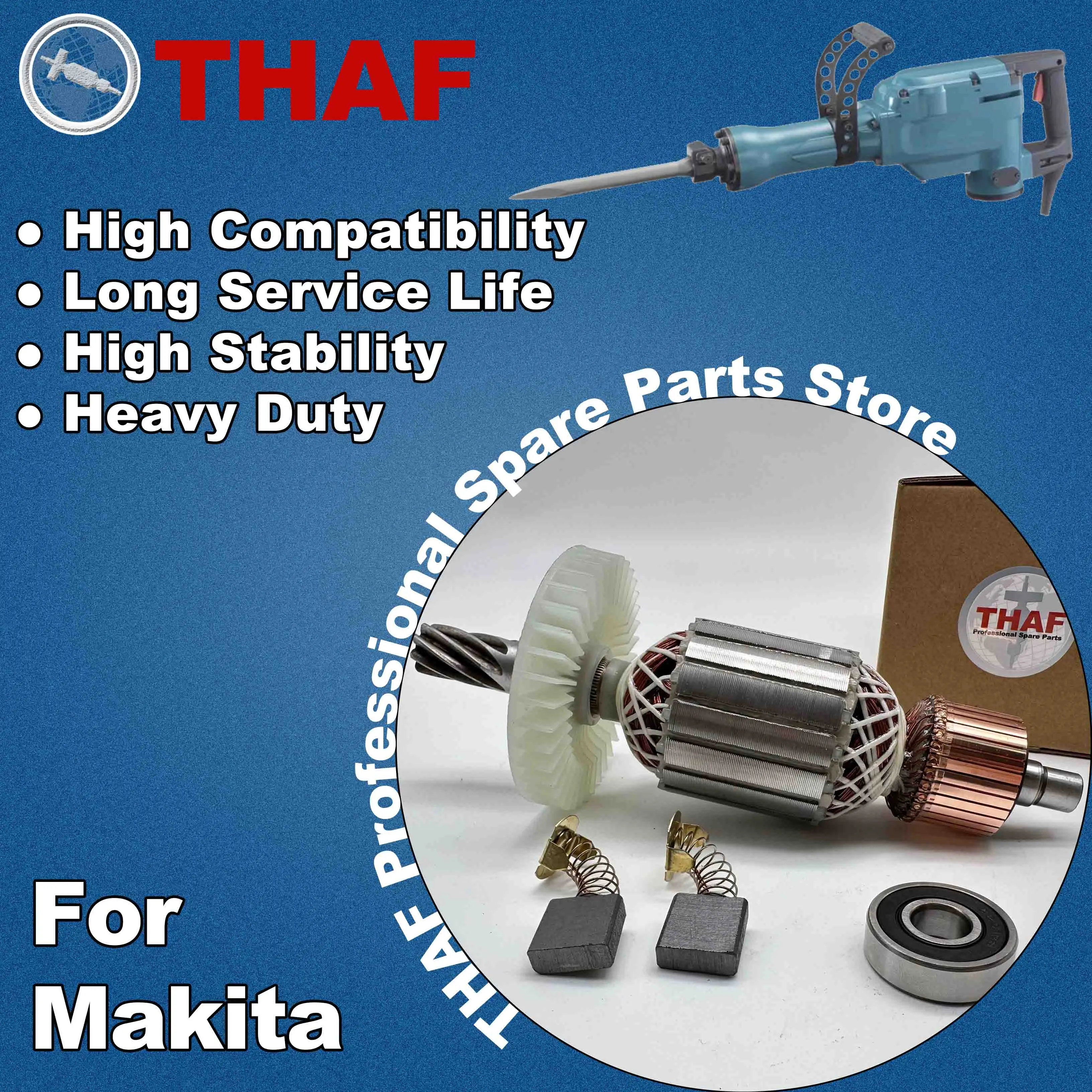 AC 220V 240V HM1306 Armature Rotor For MAKITA Jackhammer Spare Parts Demolition Hammer Breaker 517773-3