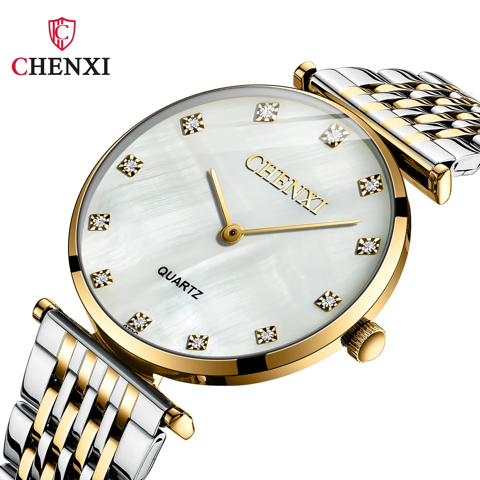 CX-072C Ultrathin watches Lovers Rhinestone watch for men stainless steel Men's Womens quartz Wrist Watch female form male table