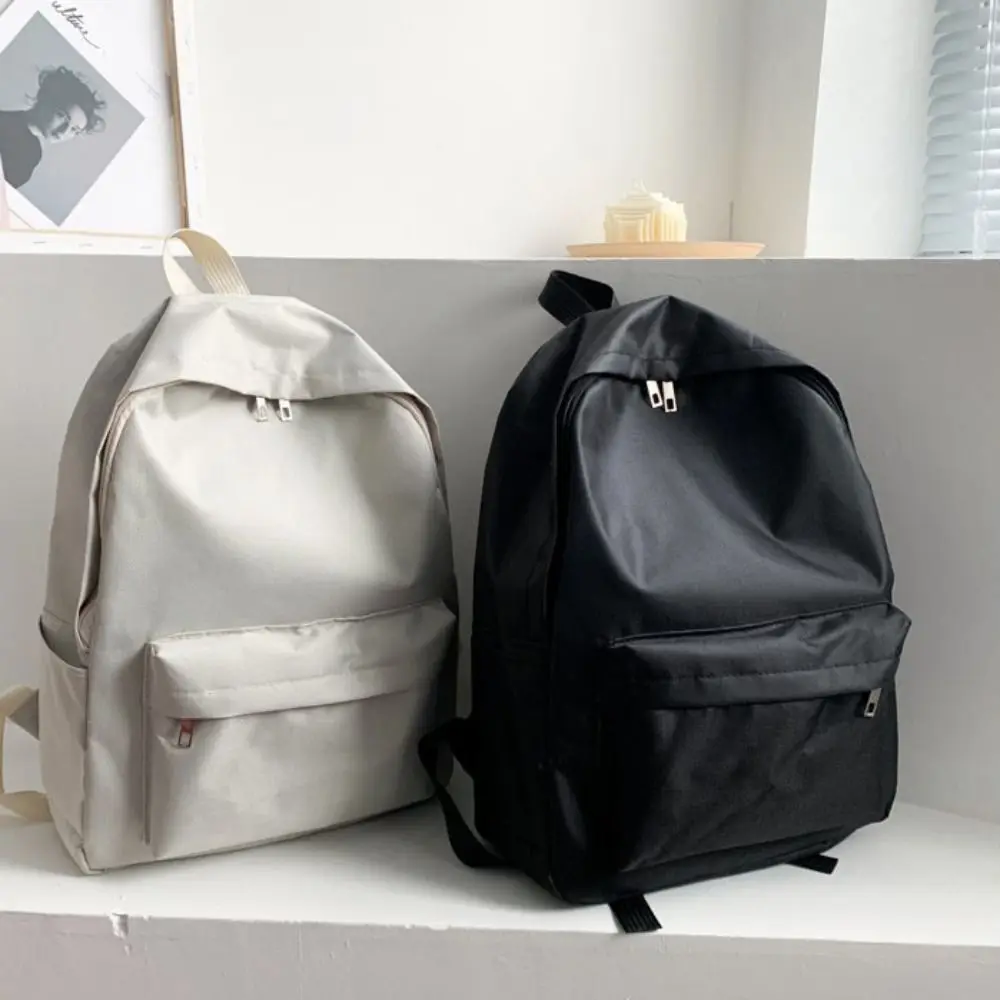 Casual Simple Solid Color Backpack Fashion Schoolbag School Bags Large Capacity Travel Backpack Book Bags Teenagers