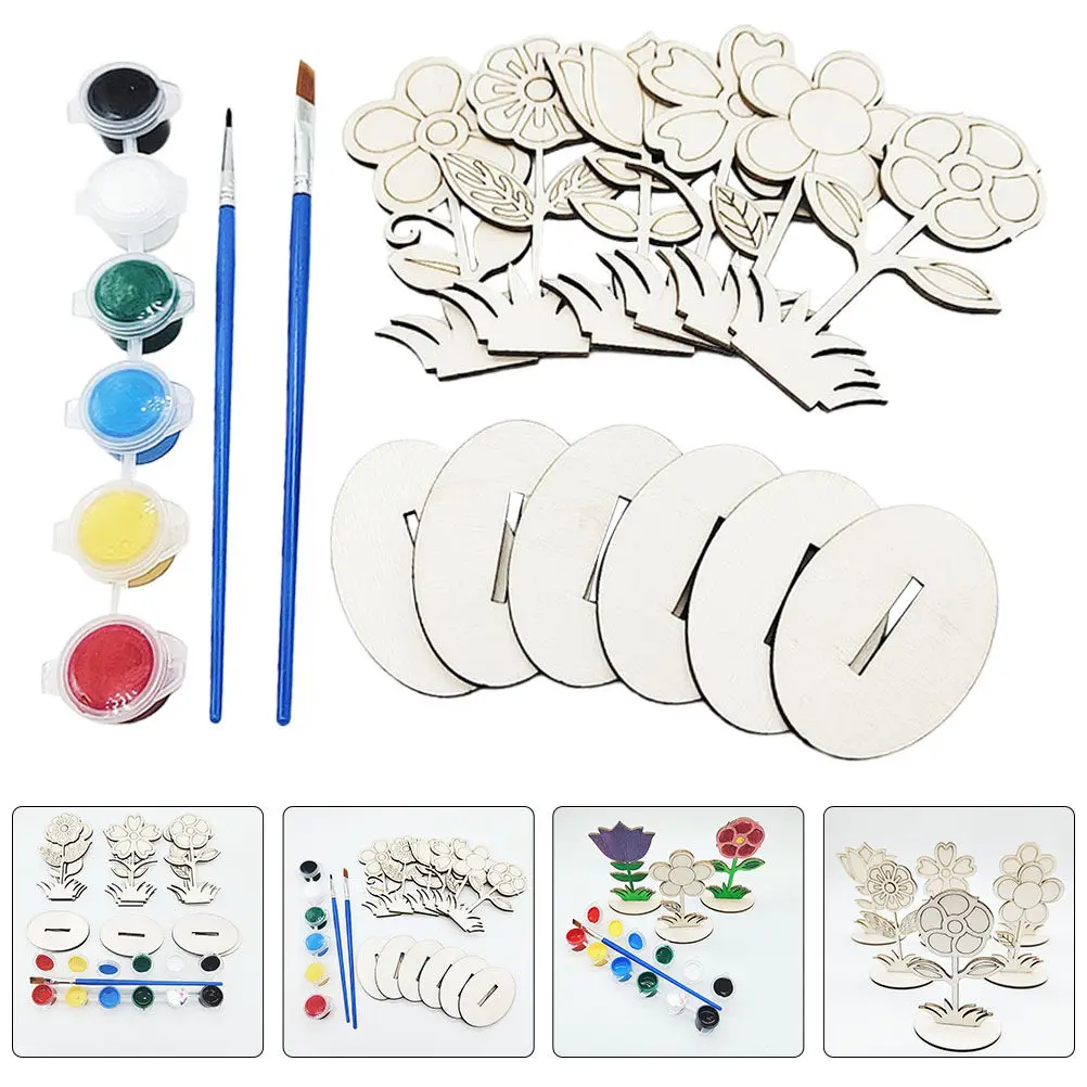 

Набор для творчества из дерева: заготовки для раскрашивания, пасхальные цветочные украшения, цвет хаки, принадлежности для детского творчества, поделки своими руками для дома