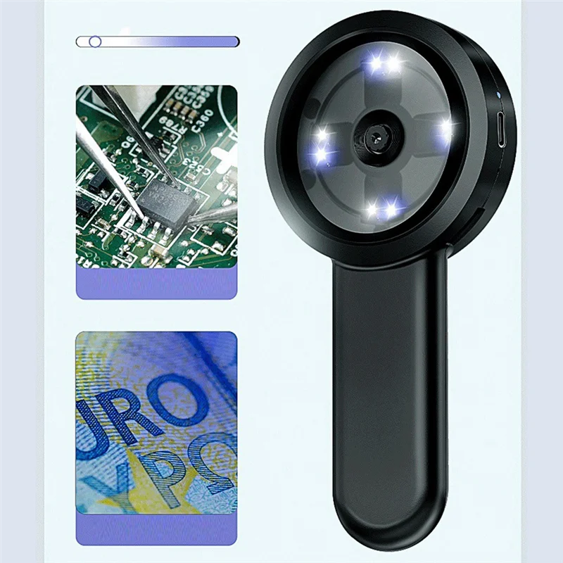 Microscopio Digital ABLL, microscopio de monedas 100X con lupa de pantalla de 2 pulgadas con luz (blanca y UV), Compatible con Windows Easy T