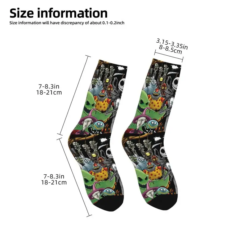 Horror Movie Tim Burton Christmas Socks for Men Women Stretchy Summer Autumn Winter Halloween Skull Jack Crew Socks