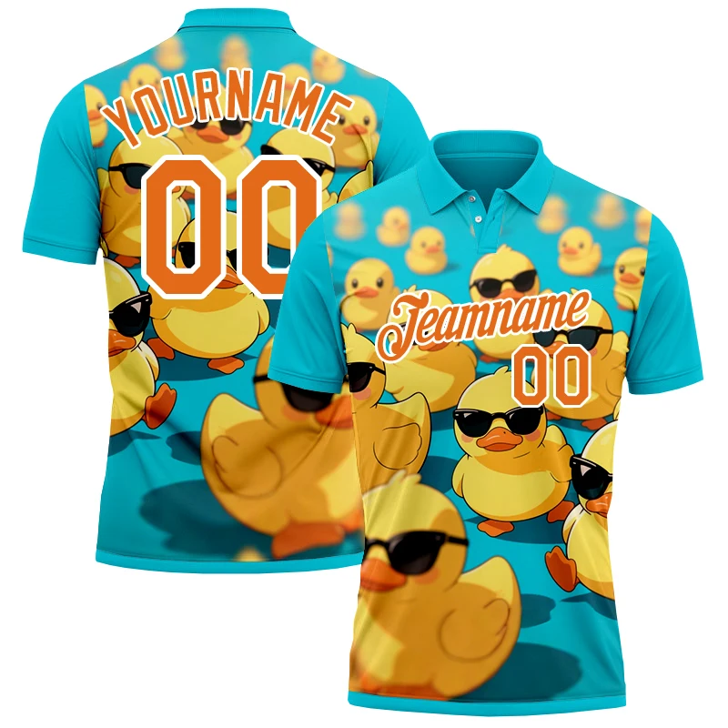 

Women For Men Personalized Duck Pattern Polo Shirt 3D Print Golf Shirts Custom Your Name, Number, Team Name