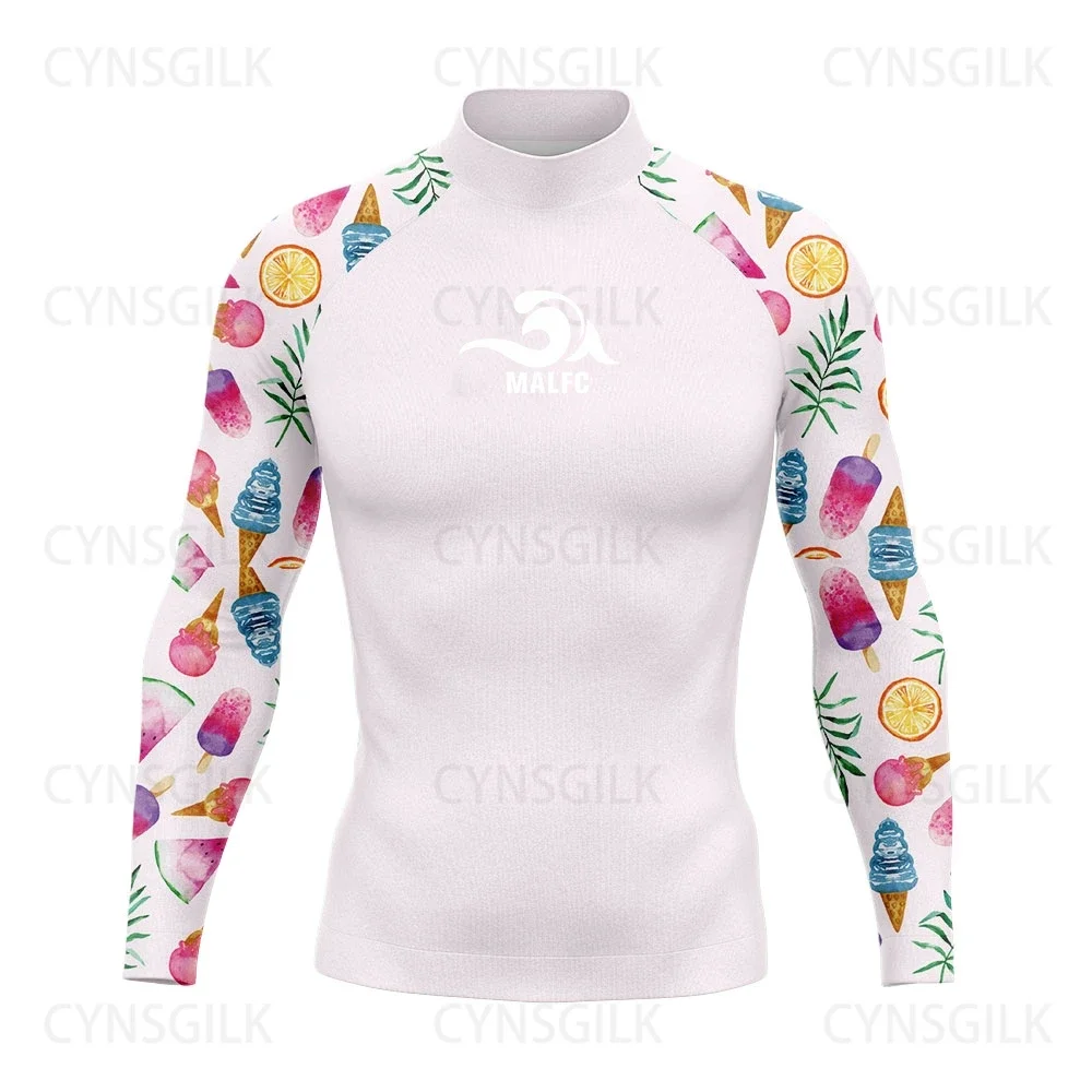 MALFC-Rash Guard z długim rękawem dla mężczyzn, ubrania do surfingu, strój kąpielowy Rashguard, odzież surfingowa, UPF 50, sporty wodne, stroje