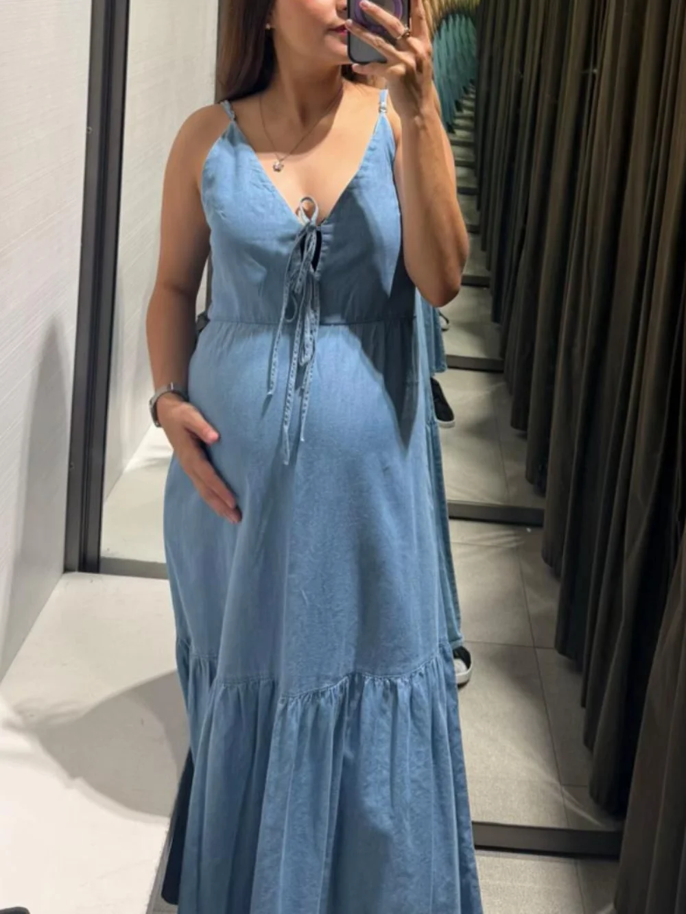 مثير المرأة الدنيم فستان كامي أزرق فاتح الجبهة التعادل الخلفي انقطاع تكدرت هيم فستان موضة جديدة الصيف فستان مناسبات الشاطئ