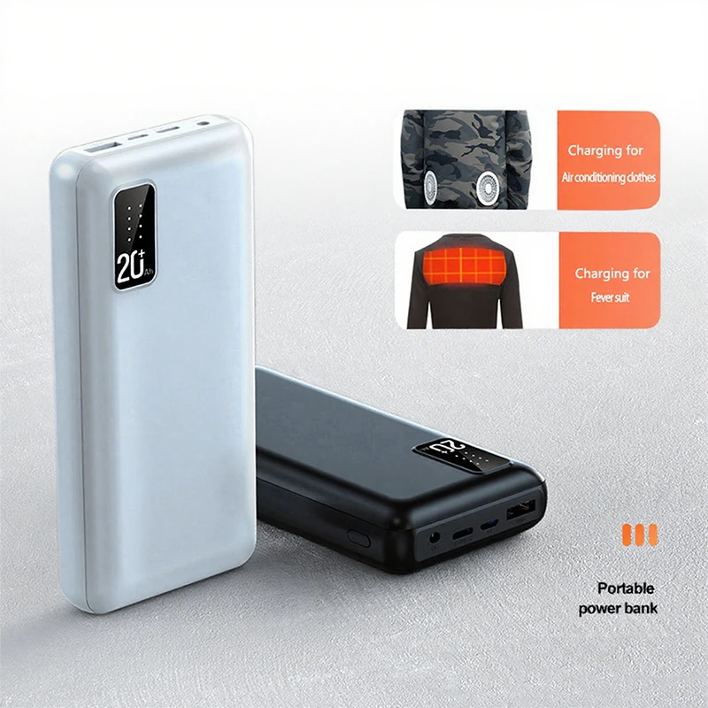 

12V DC Power Bank 20000mAh Portable Charger Powerbank For iPhone Samsung Xiaomi Cooling Fan Heated Vest Jacket External Battery