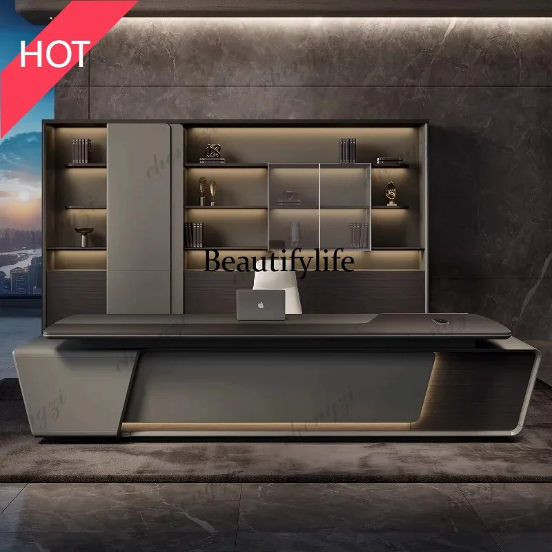 A49 High end luxury Computer desk With side cabinet designer furniture office table mesa para escrit furniture