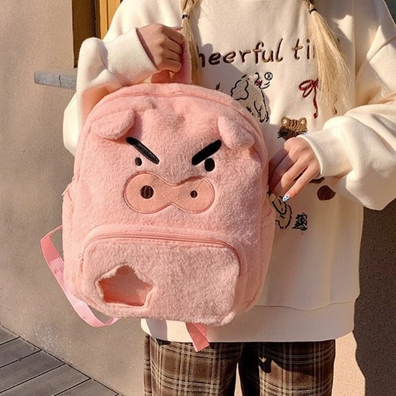 Mochila de pelúcia de porco rosa irritado mochila de grande capacidade saco de desenho animado de alto nível de aparência uma mochila escolar versátil para estudantes