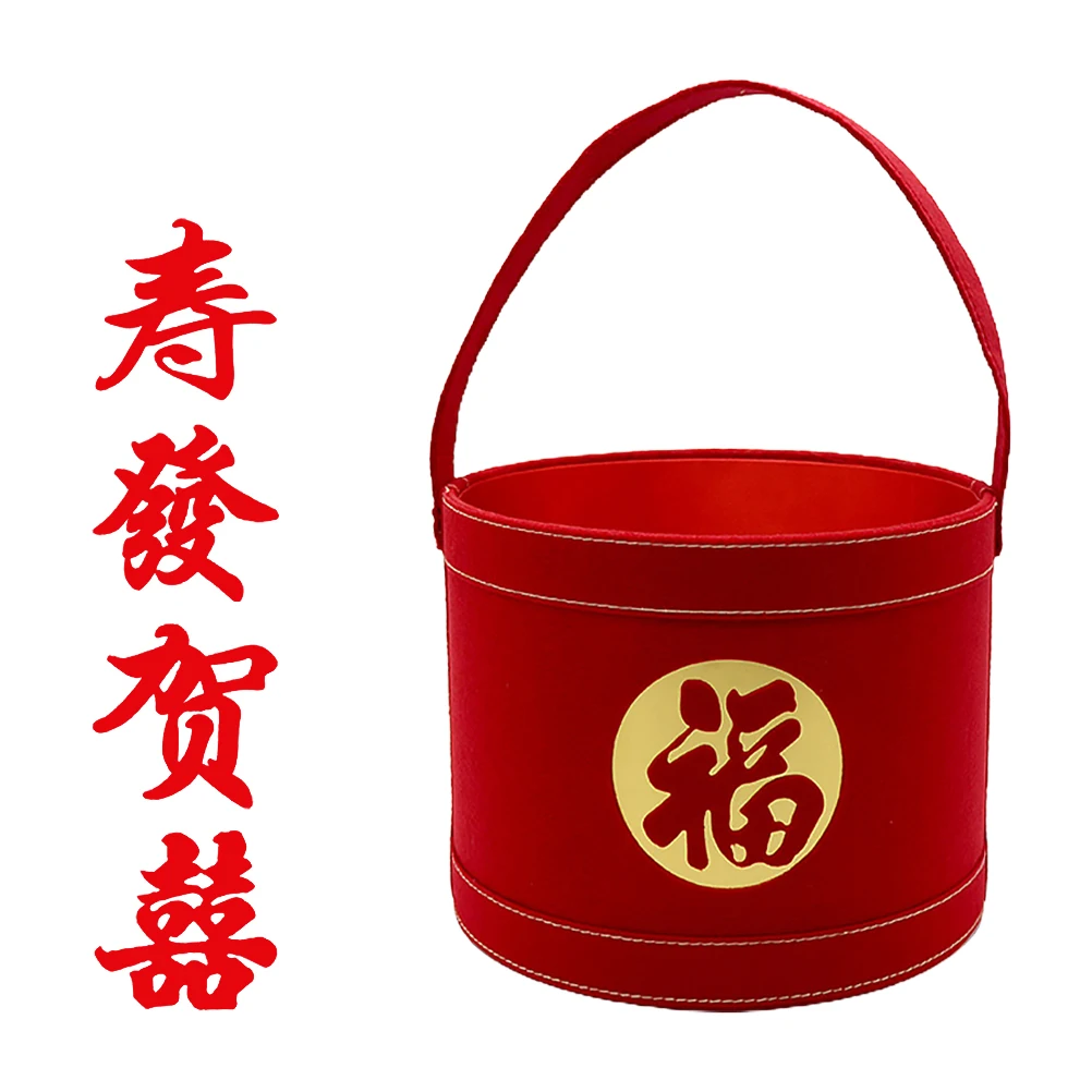 

Flannel Flower Arrangement Bucket New Year Gift Container Classic Chinese Style Home Decor Lucky Tube Indoor Outdoor