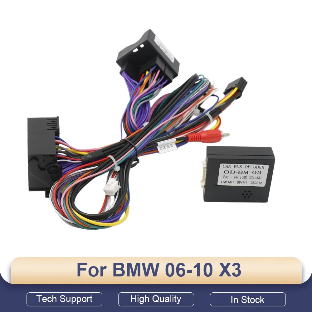 For BMW X3 2006-2010 16Pin CANBUS Decoder Wiring Harness Aftermarket Android Radio Plug Cable Keep CD