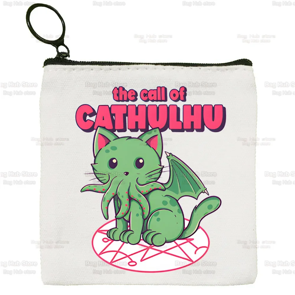 Cthulu And Lovecraft Ew People Canvas Coin Purse Coin Purse Collection Canvas Bag Small Wallet Zipper Key Bag Hand Gift