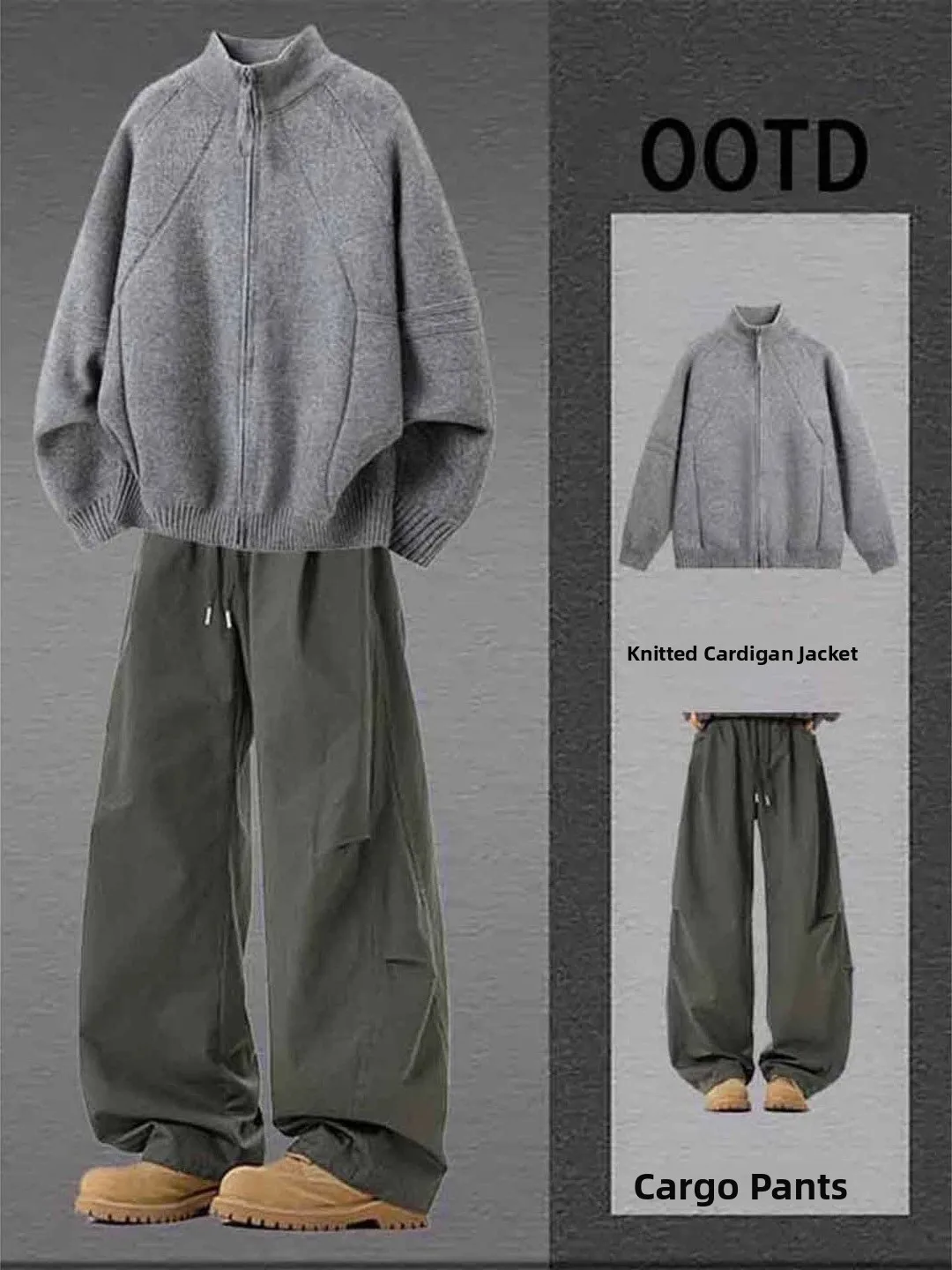 

ay Knitted Sweater Jaet Men's Winter Faion Brand Heavyweight Couple Outfit Set Zipper Cardigan Casual Sportswear