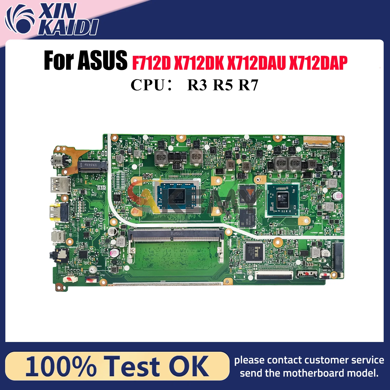 

X712DK Laptop Motherboard For ASUS VivoBook M712D M5050D F712D V5000d X712D X712DAP X712DK X712DAU Mainboard With R3 R5 R7 CPU