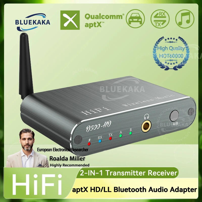 

AptX HD/LL Bluetooth 5.2 аудио передатчик приемник HIFI 2 в 1 беспроводной адаптер 3,5 мм многоточечный двойной поток CD-качество для ТВ наушники ПК