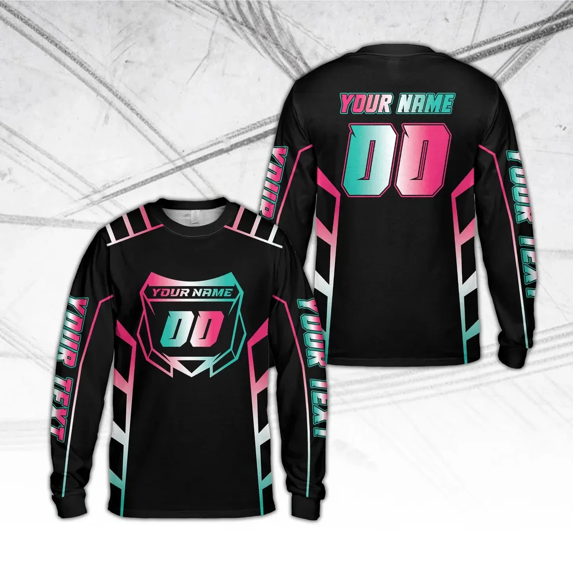Custom Name Number Gradient Motocross Jersey Long Sleeve Racing Shirt Personalized Text Dirt Bike Sports T Shirts For Men Women