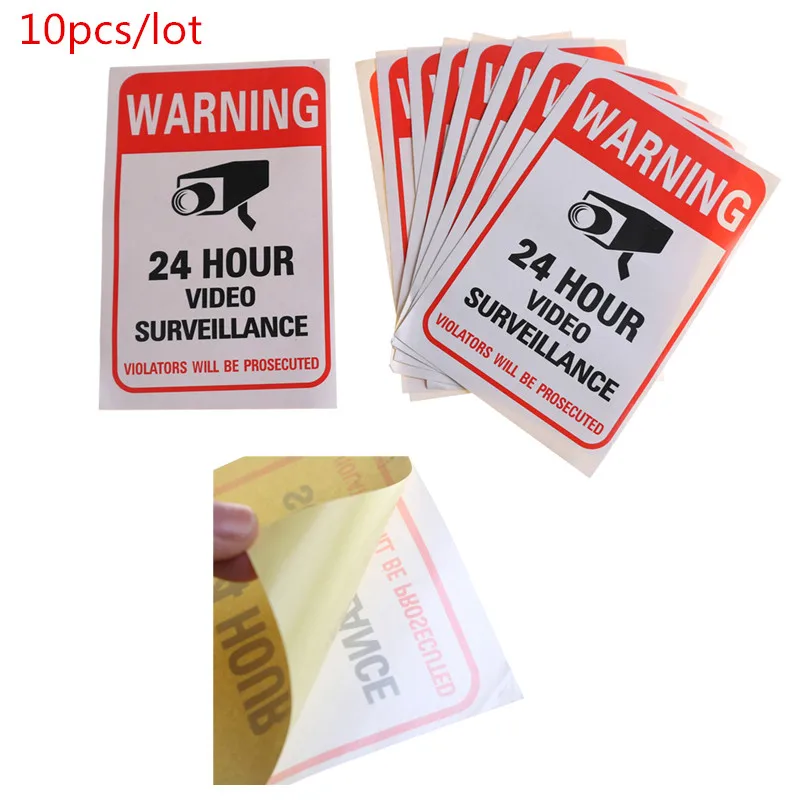 5Pcs/set Wall Sticker 24H Camera System Warning Sign Monitoring Public Area Security Surveillance