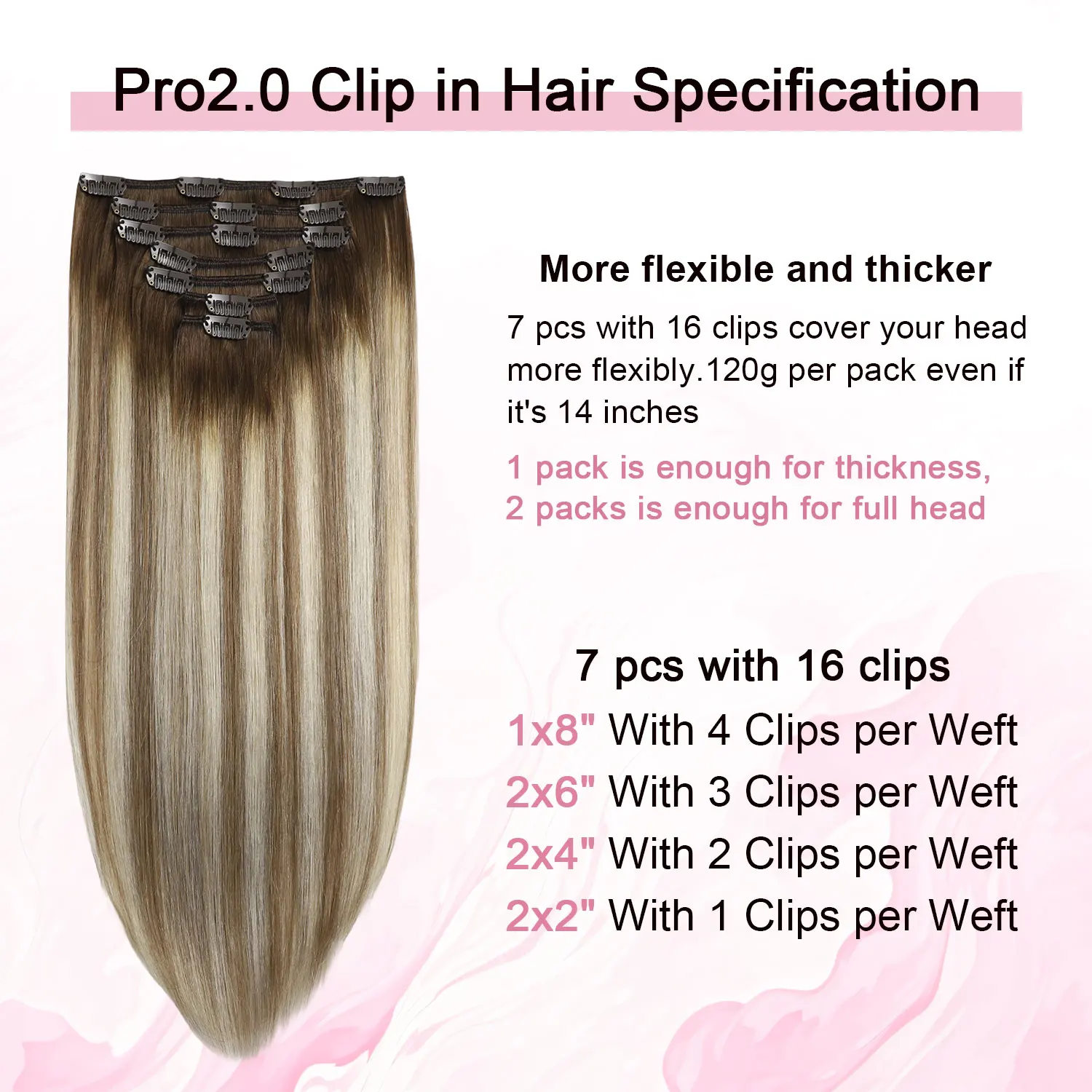 Clip in Hair Extensions Real Human Hair 7pcs #3/8/22 Walnut Brown to Ash Brown and Golden Blonde Remy Real Human Hair Extensions