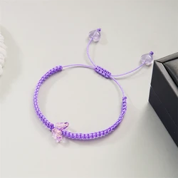 Hot Purple Butterfly Fashion Bracelet Classic 6 Color Braided Rope Chain Handmade Bracelets for Women Men Adjustable Jewelry