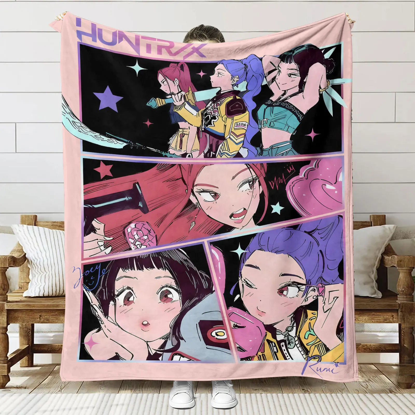 Manta de cazadores de demonios de Anime Kpop, cubierta cálida suave para otoño e invierno, para oficina, hogar, Camping, mantas decorativas multifuncionales de franela