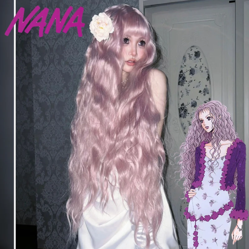 Parrucca cosplay Anime NANA Serizawa Layla Lolita Girls Capelli ricci lunghi rosa Parrucche sintetiche resistenti al calore Carnevale di Halloween Prop