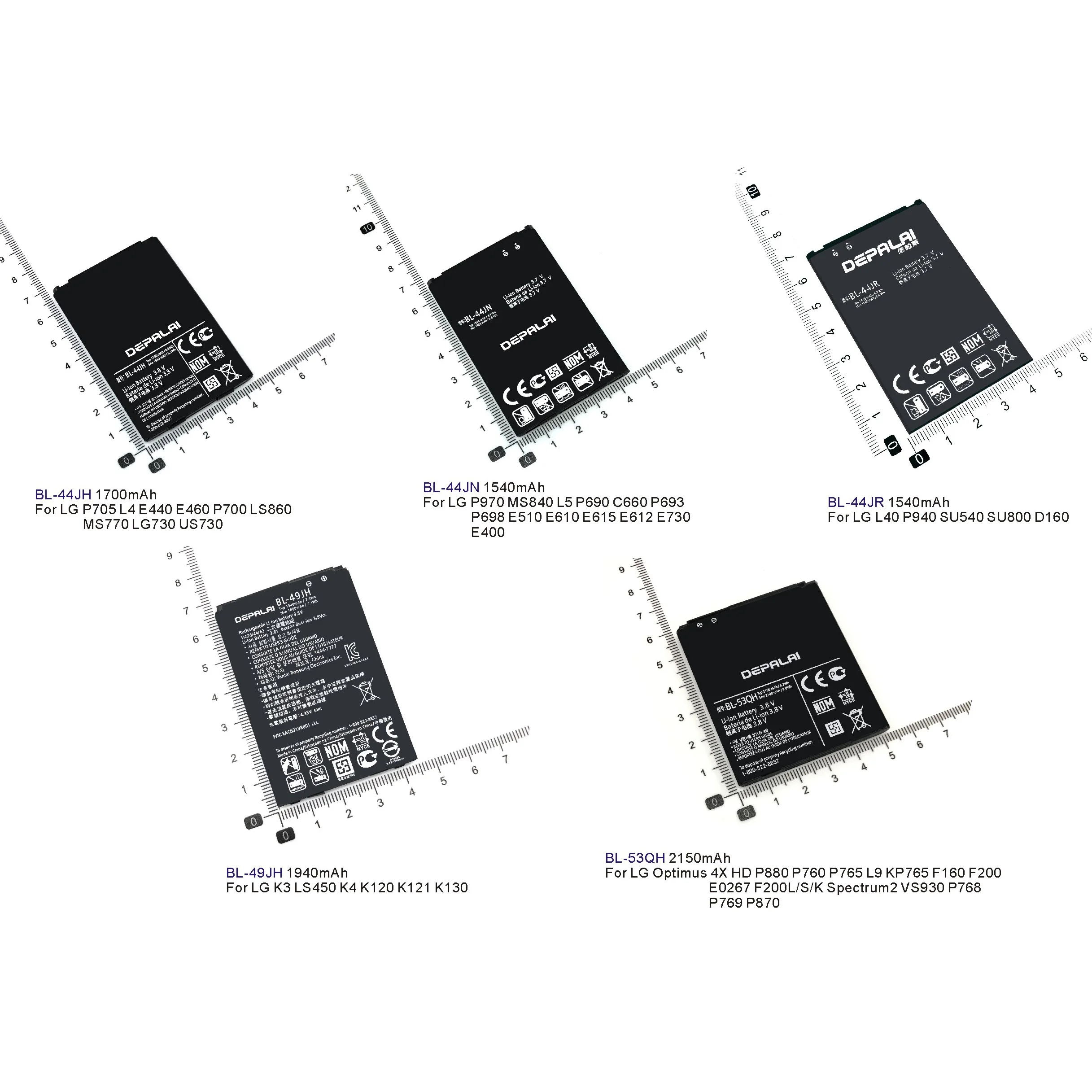 Substituição da bateria para LG, BL-44JH, 44JN, 44JR, 49JH, 53QH, bateria para P705, E440, P970, MS840, L5, P690, L40, K3, LS450, K4, K120, L9