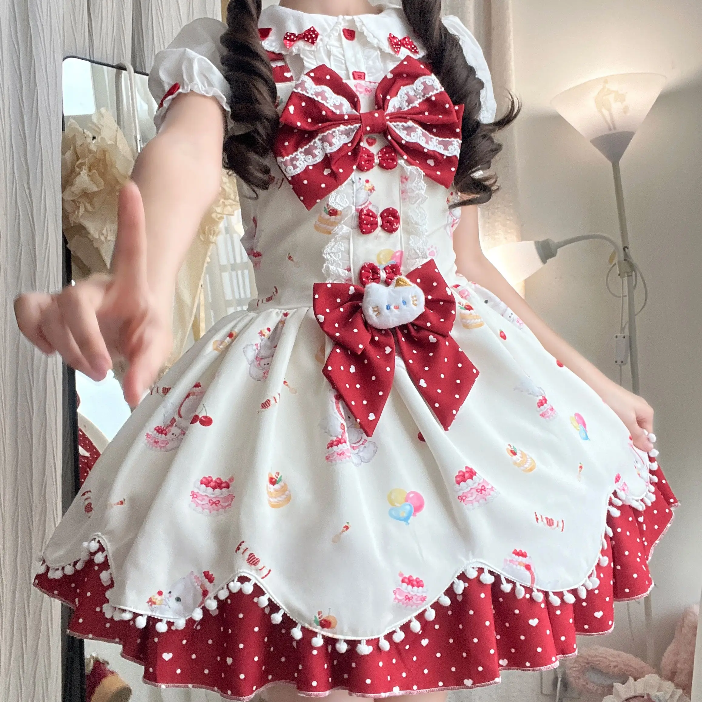 

Strap lolita original genuine cute sweet girl skirt lolita versatile skirt jsk red sweet op Loose dresses for women 2026