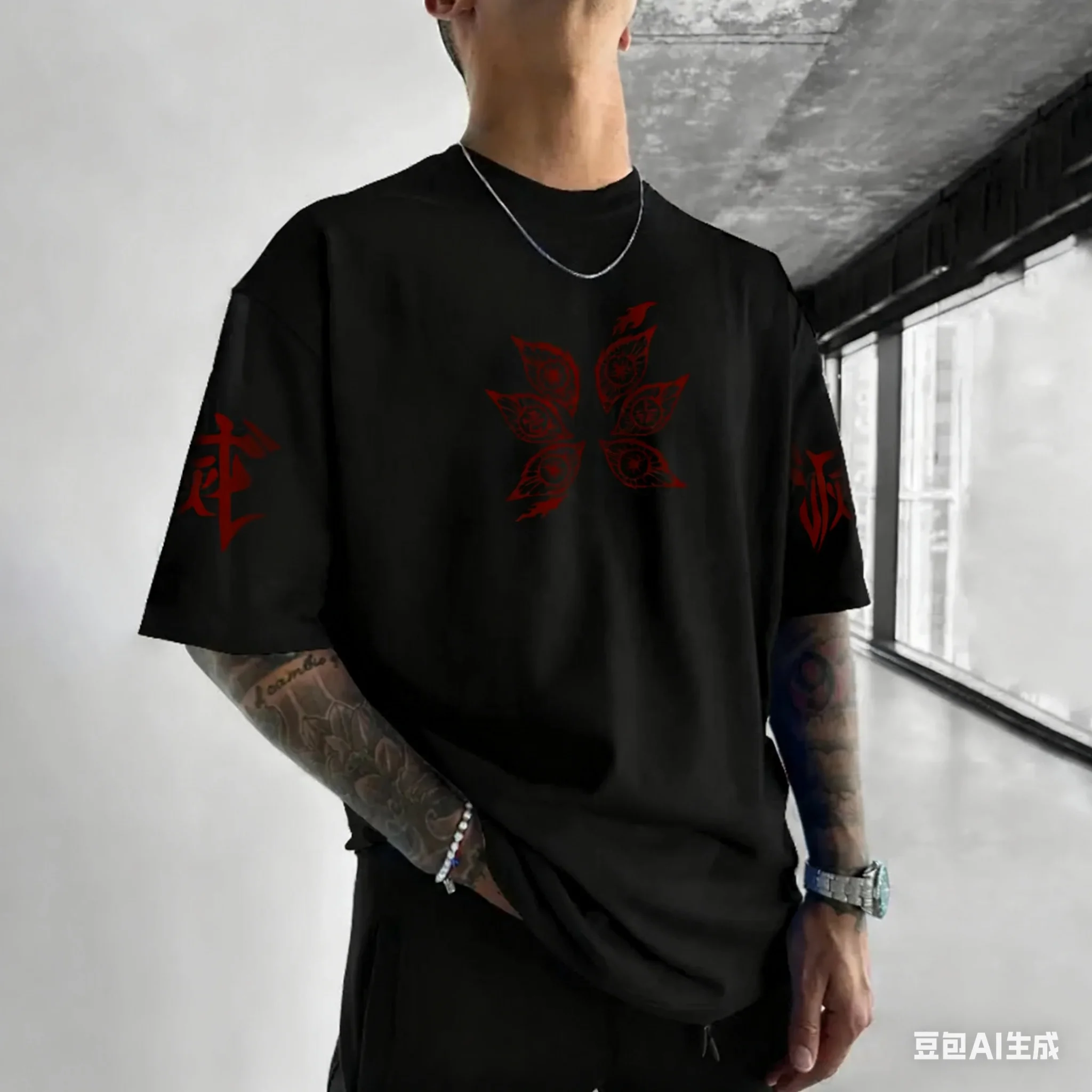 Retro 3D-geprinte mannen en vrouwen volwassen kinderen Hot Anime Ghost Out of Blade Fall schouderkostuum T-shirt Halloween