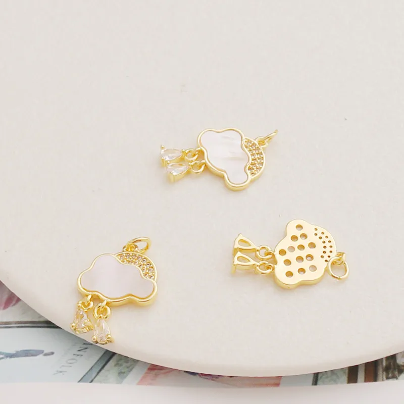 14K Gold-plated Zircon Sticker Double Starfish Cloud Rainbow Pendant DIY Jewelry Pendant Pendant Accessories
