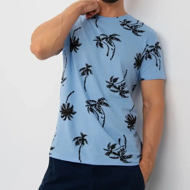 

Fashion Coconut Trees Pattern T-shirts Summer Casual Short Sleeve Beach Hawaiian 3D Printed T Shirts Loose O Neck Outdoor Tees