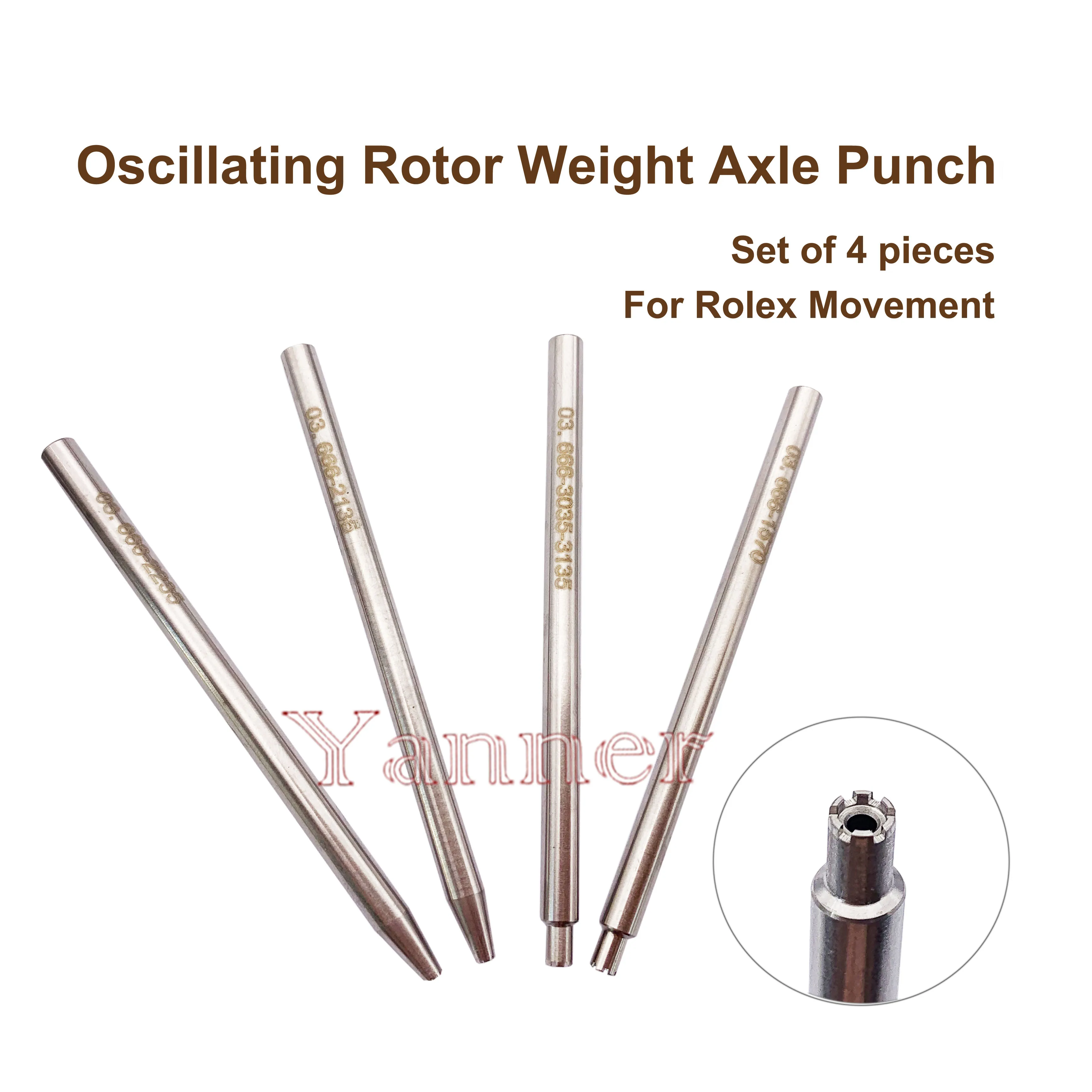 4pcs Oscillating Rotor Weight Axle Punch For Rolex Calibres 1570 2135 2235 3035 3135 Watch Movement Repair Tool for Watchmakers