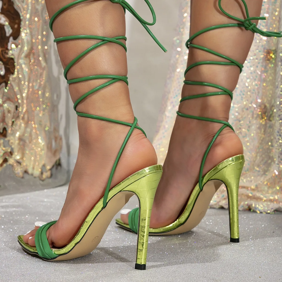Sandalias de Tacón Alto Verdes - Oxford Lace Up Women reseña y precio
