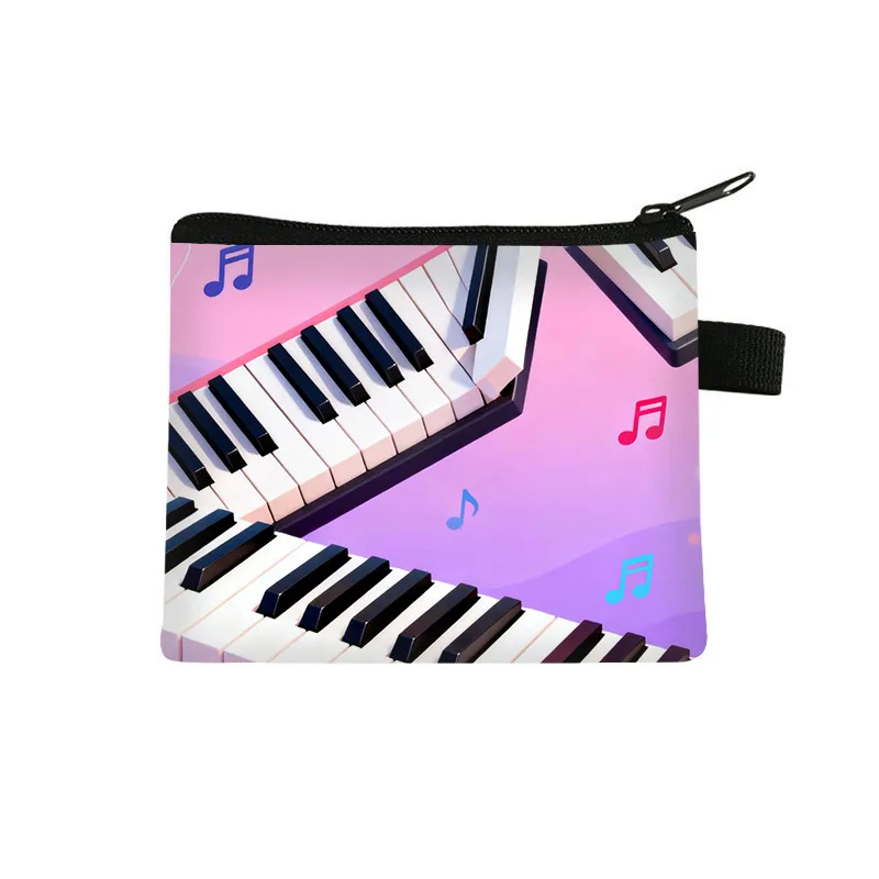 Music Piano Children Coin Purse Mini Bag,Key And Coin Case Cute Cartoon Polyester Wallet Men Wallet Women Wallets Card Wallet