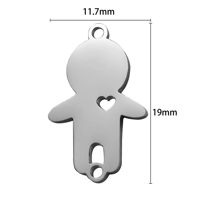 5Pcs/Lot Stainless Steel Hollow Love Heart Boy Charm Mirror Polishing Pendant For Key Chain Necklace Jewelry Making