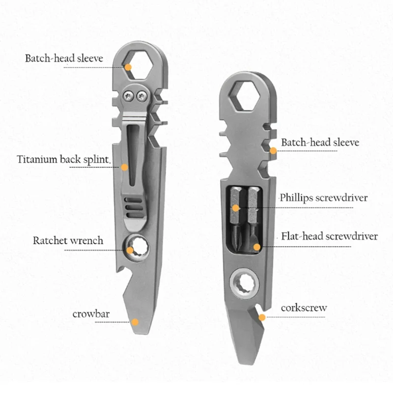 Limited 132mm Ratchet Wrench Titanium Alloy Crowbar With Gyro Push Card Multifunction Pry Bar 6.35mm Batch-head Sleeve