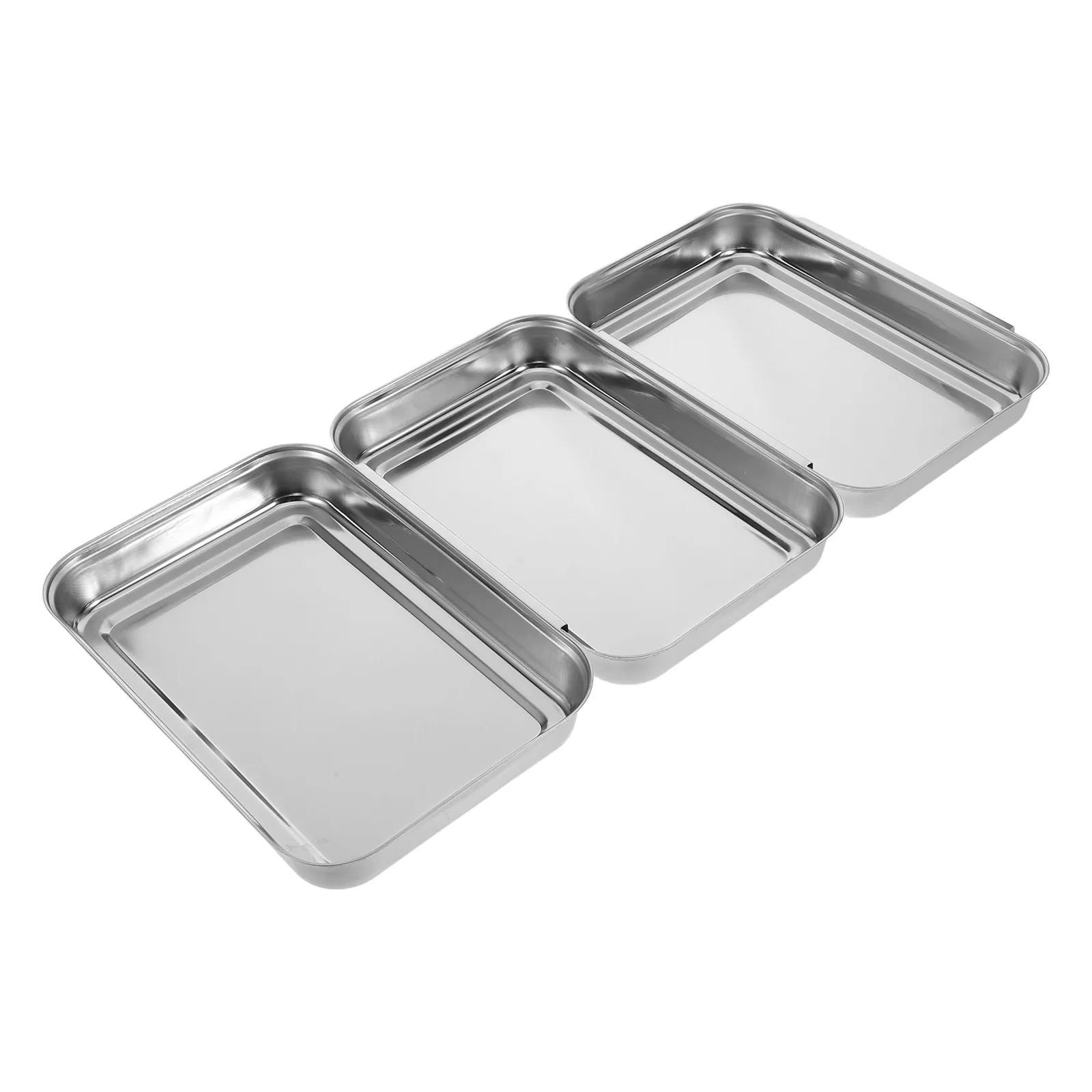 Juego de 1 bandeja de acero inoxidable para rebozar, bandejas apilables entrelazadas para preparación de alimentos, para marinar pollo, carne, rebozar con harina y huevos