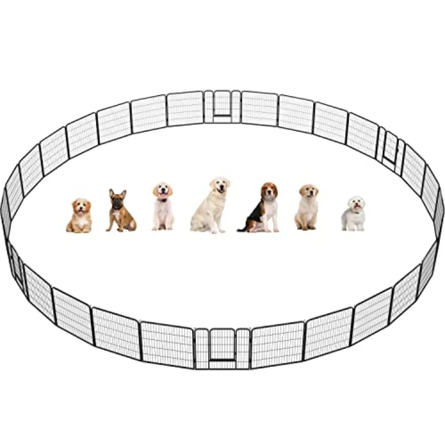 

Металлический вольер-манеж для собак, 32 дюйма, 32 панели, для улицы и дома, усиленный, для выгула щенков, для автодома, кемпинга, двора, сада