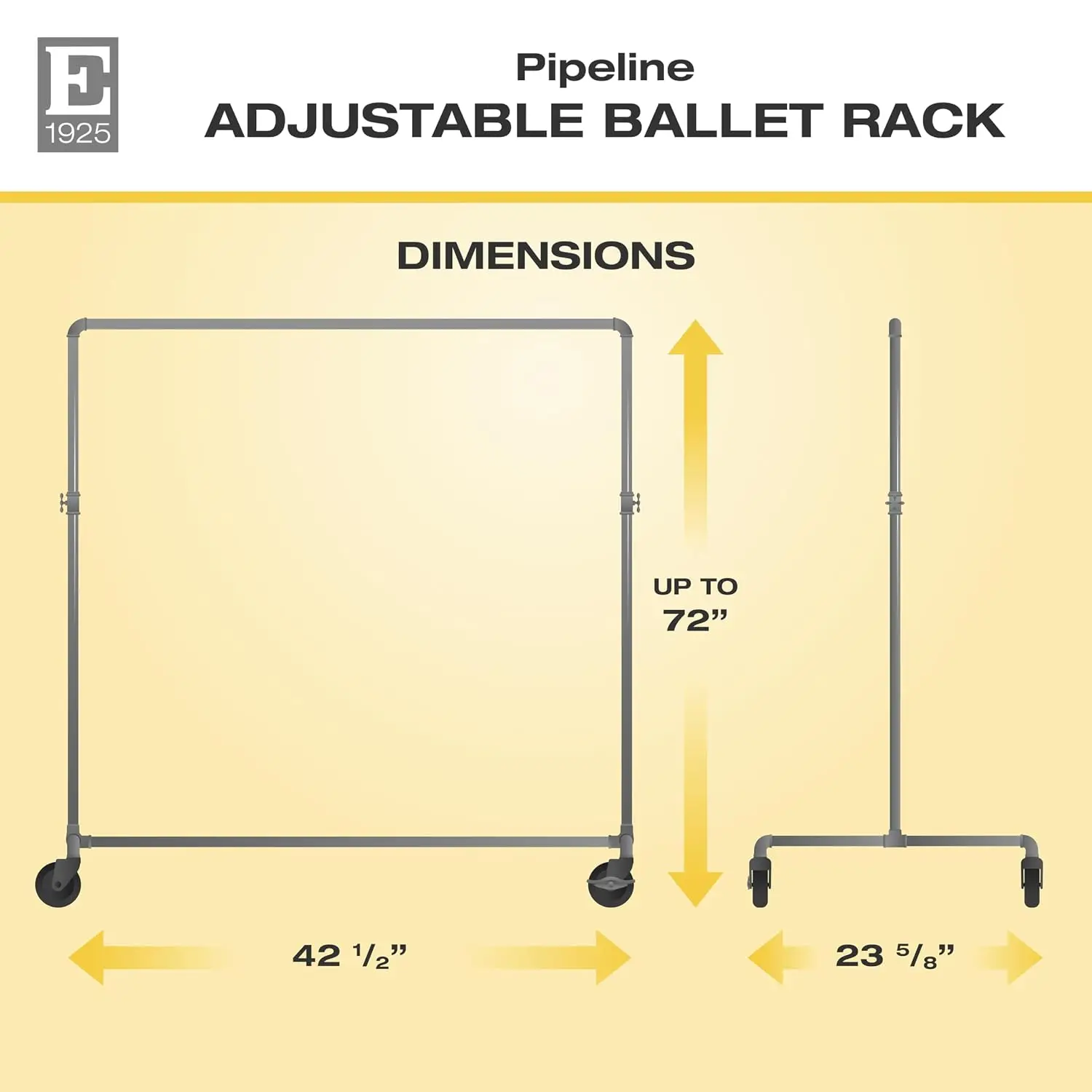 Adjustable Ballet Bar Rack 44-72in Height Studio Training Equipment, Customized