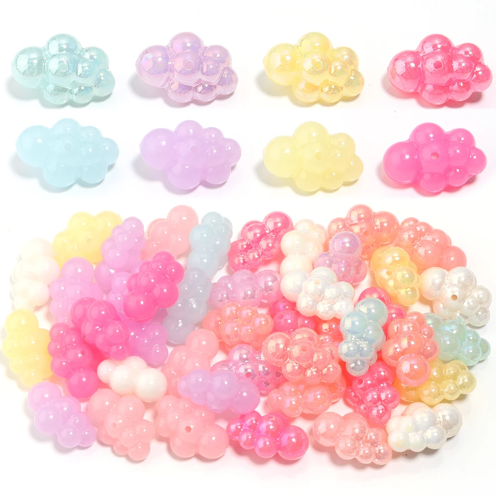 10/20pcs Candy Color Acrylic Beads Cloud Shape Spacer Charm Bead for DIY Phone Chain Bracelet Pendant Beaded Accessories