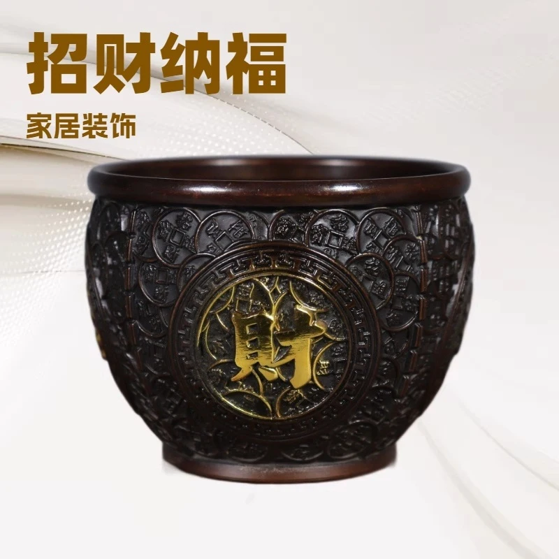 Auspicious , Rice , Treasure Jar, Pure Brass Feng Shui Ornament, Large Hundred Blessings Cup Cr