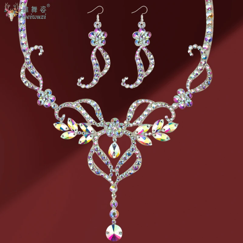 Acessórios de desempenho de dança moderna personalizado high-end luxo ab pedras colar ornamento de competição de dança do ventre