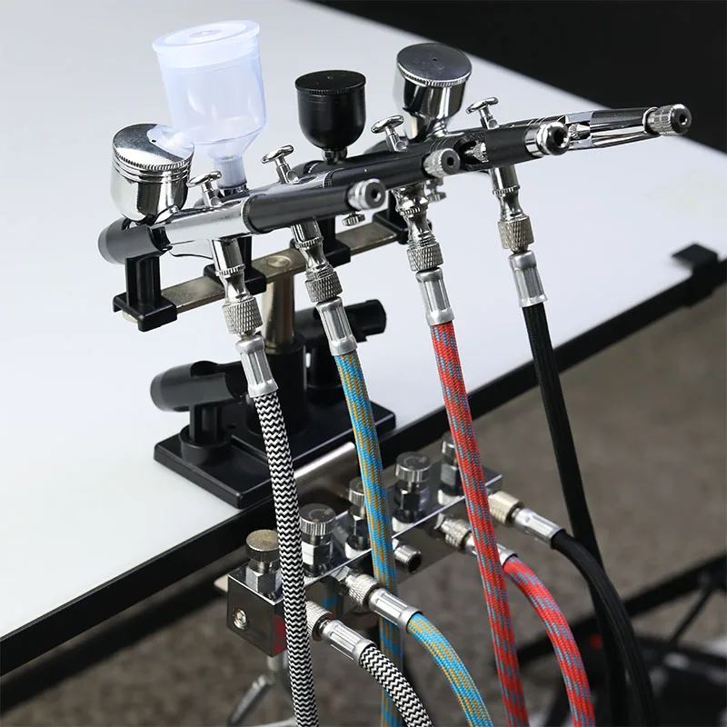 Nasedal Airbrush-Halter Schwerkraftständer-Set für Airbrush-Farbspritzpistolen mit 6 Klemmhalterungen für Tisch- und Werkbankstation – Detail 4
