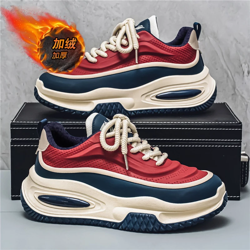 

Men's Casual Sneakers Designer 2024 Winter Fur Warm Dad Shoes Comfortable Trainers Sport Shoes Anti Slip Athletic Jogging Shoes